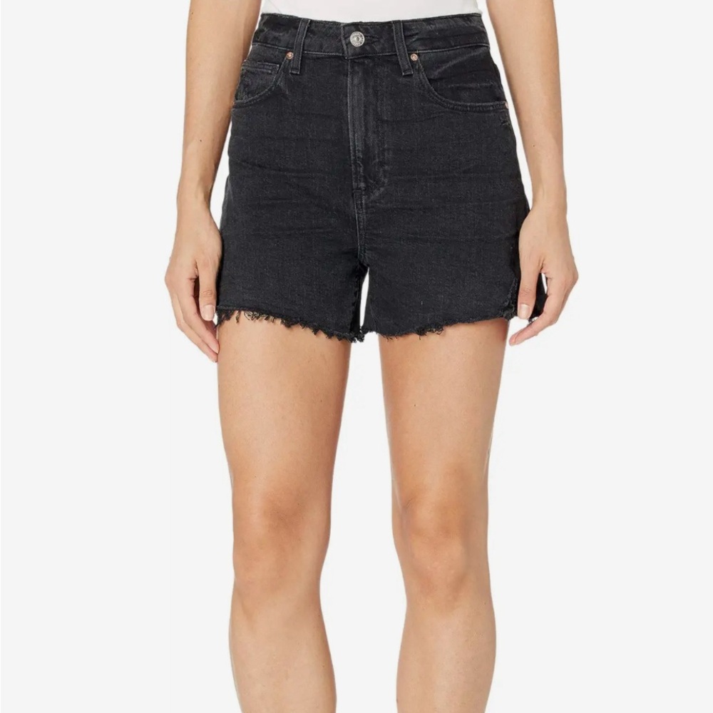 Paige Denim Dani Shorts in Dark Raven (Black)
